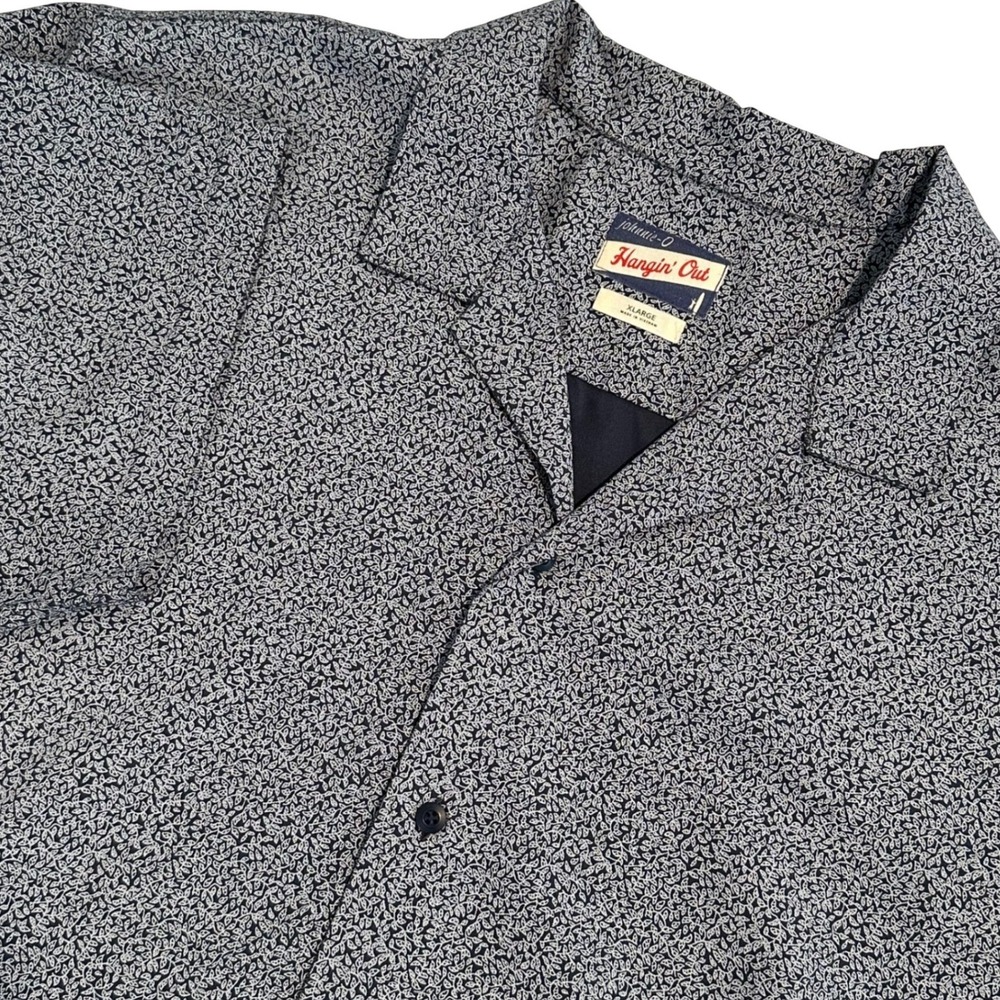 Johnnie-O Hangin Out Ronan Shirt XL Blue Leaf Print Bamboo Blend Button Down